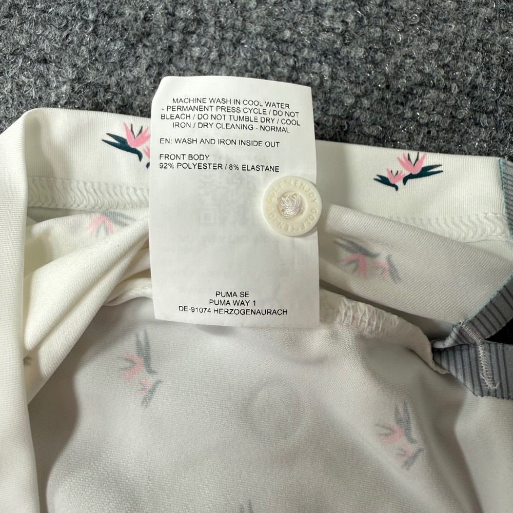Puma Golf Men XL MATTR Polo Shirt White Bird of Paradise Floral Performance NEW - Picture 4 of 9